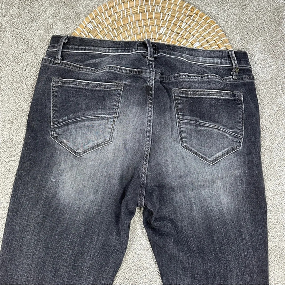 Driftwood Jackie Embroidered Hem Stretch Skinny Jeans Mid Rise in Dark Gray 30 - Picture 8 of 16